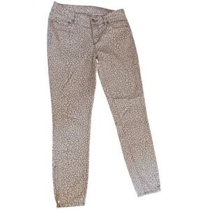 Ann Taylor Loft 27/4 Modern Skinny Ankle with zippers Beige/white Leopard Print